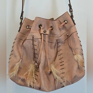 Patrica Nash BOHI Drawstring Feather Purse